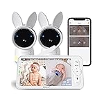 ARENTI Baby Monitor with 2 Cameras, 2K Smart Baby Camera with 5\'\' Upgraded Wireless Display, Super Night Vision, Breathing Light, Lullabies, Cry&Motion Detection, Temp&Humidity Sensor, 2 Way Audio