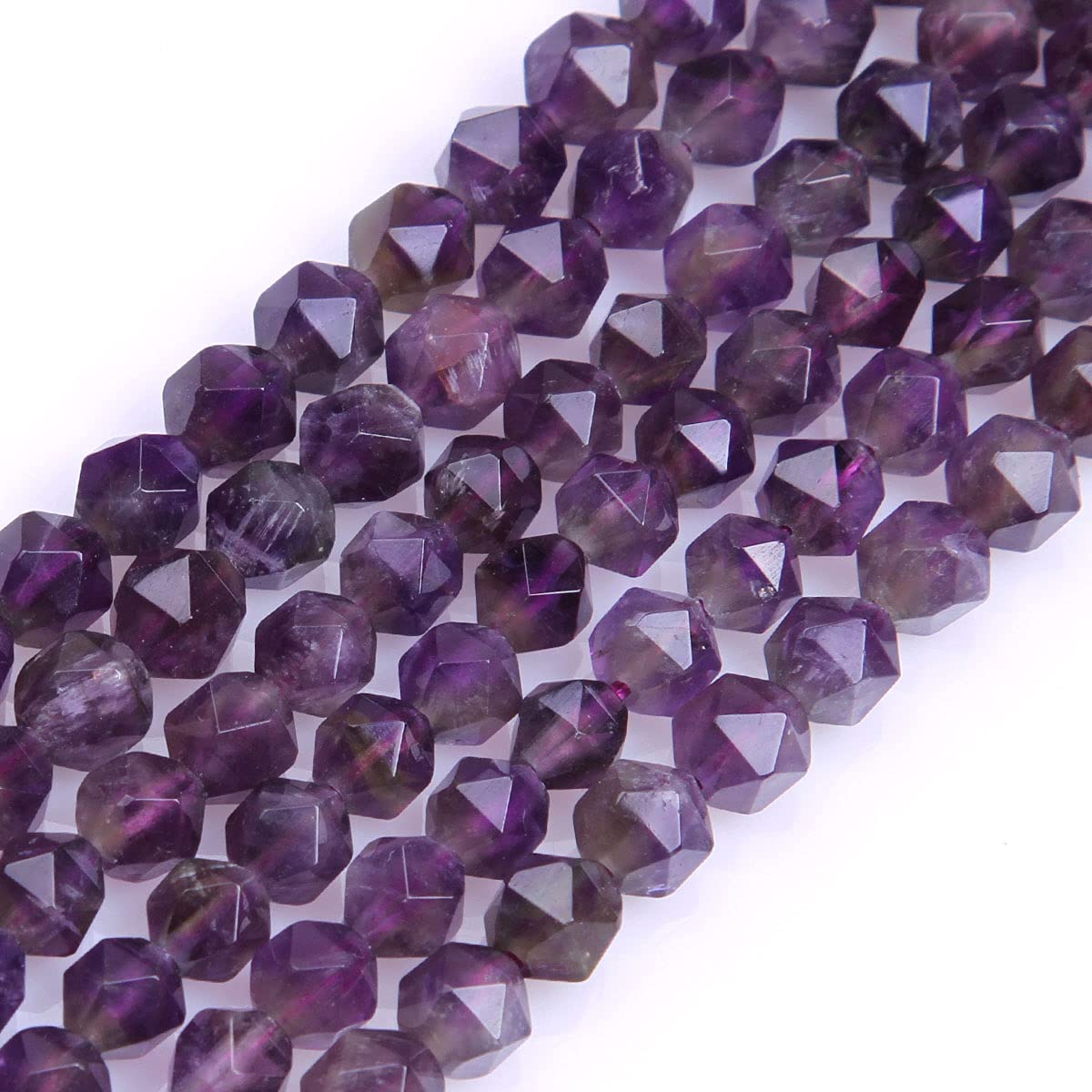 Gem-Inside Natural 6mm Amethyst Stone Round Gemstone Semi Precious Faceted Beads for Jewellery Making 15" Beaded Strand DIY Handmade Craft Supplies (63pcs/Strand)