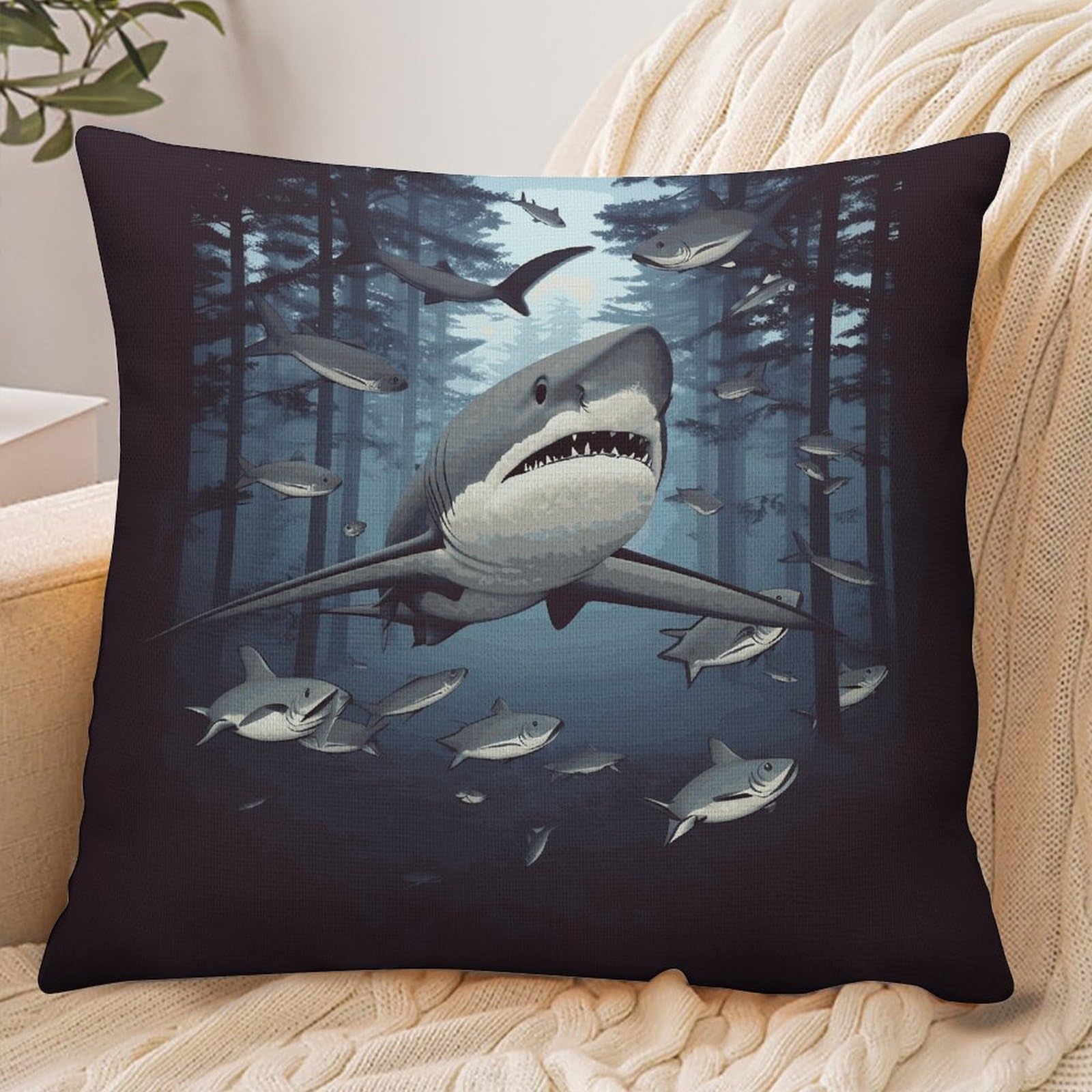 Fekiloot Style Funny Sharks Design Pillowcase Pillow Sham Pillow Case