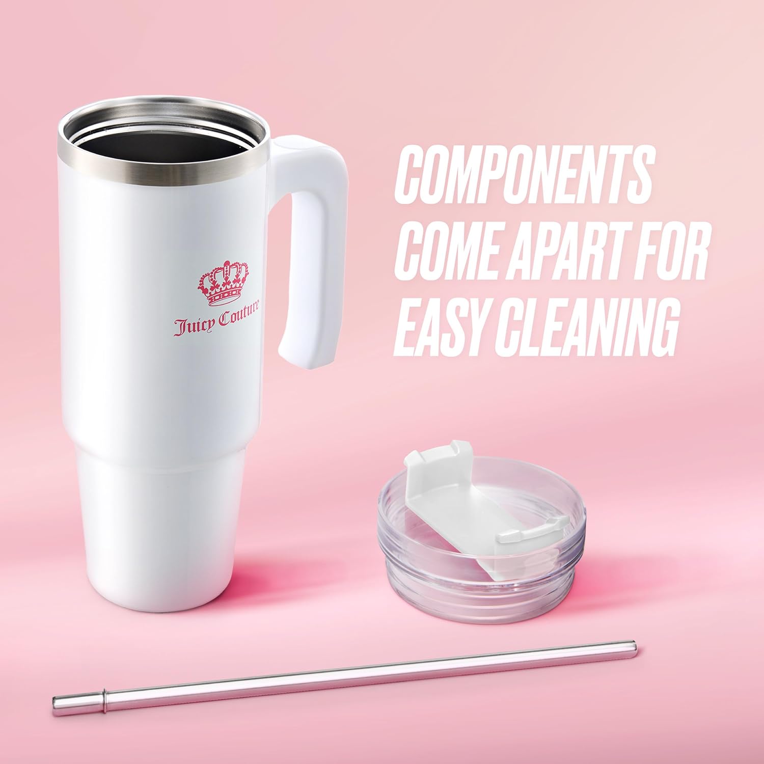 Juicy Couture Travel Style Fashion Water Bottle - White - 31.5oz - Image 4