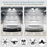 Vista 3 de Luces LED de garaje, paquete de 2, súper brillantes, de 32000 lm, luces LED de techo, 6500 K de iluminación, base con tornillo E26/E27, con 6