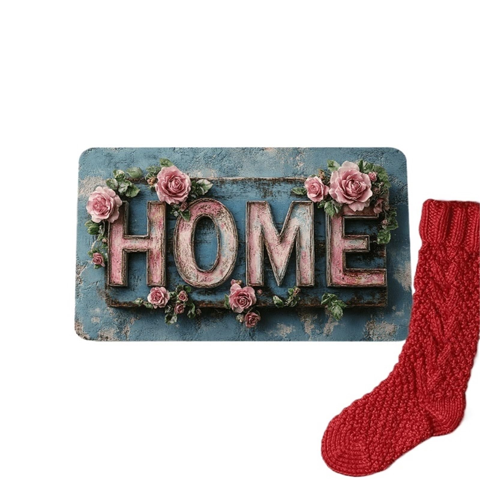 Felpudos Entrada Casa Felpudo rústico 3D Floral for Puerta de casa, Alfombra Bienvenida romántica con Rosas Rosadas Modernas, decoración navideña Lavable Antideslizante