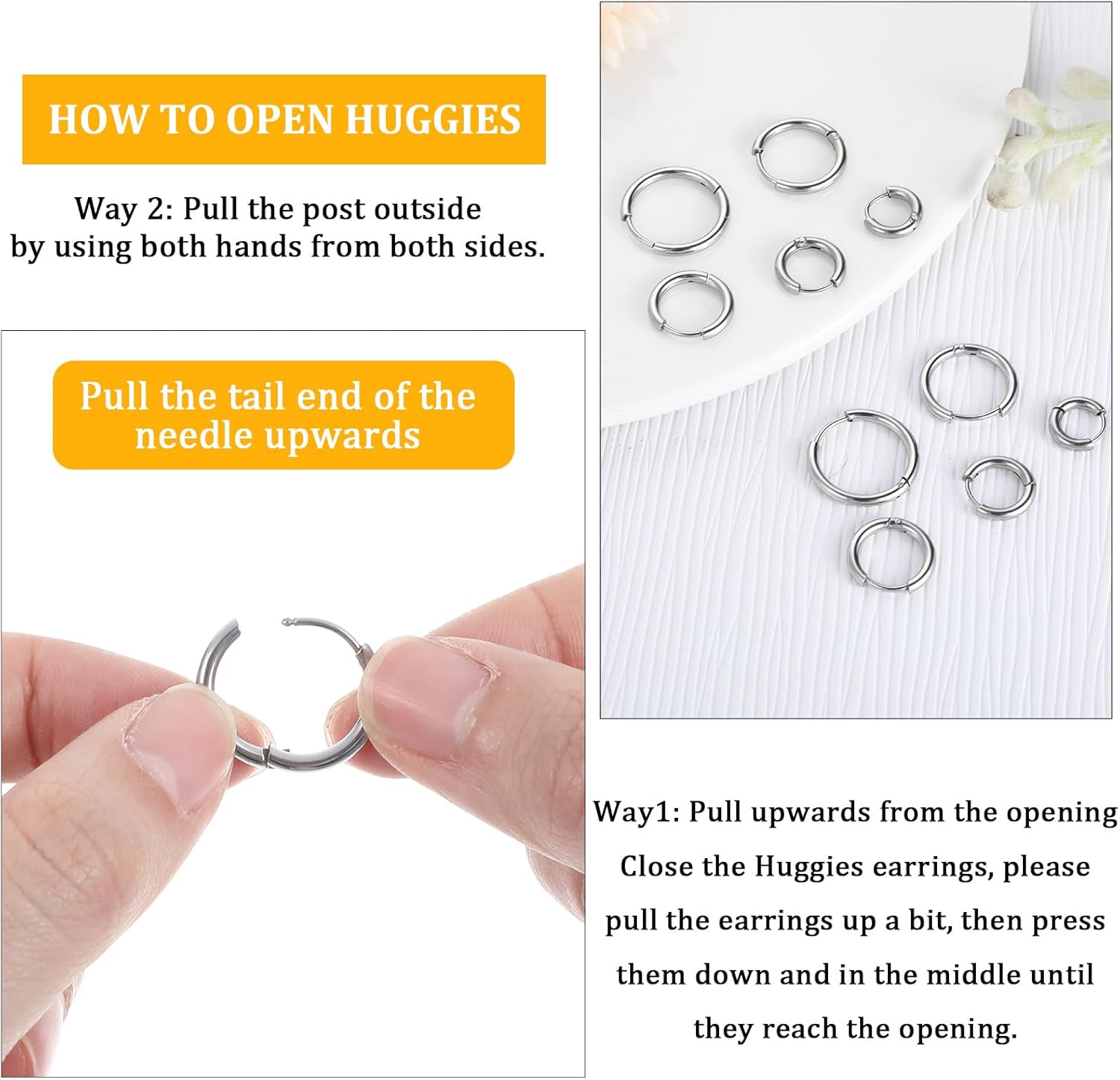 5 Pairs Stainless Steel Hoop Earrings for Women Men, 316 Stainless Steel Huggie Earrings, Mini Huggie Hoops Set for Piercing Jewelry Gift, 6/8/10/12/14mm - Image 6