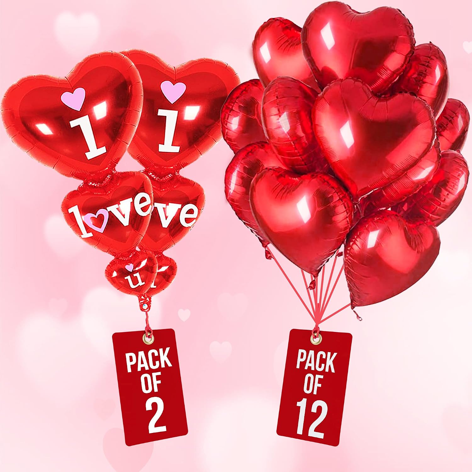 KatchOn, Xtralarge 12+2 Red Heart Balloons Decorations - 36 Inch, I Love You Balloons | Romantic Decorations Special Night | Red Heart Shaped Balloons for Heart Balloons | Proposal Decorations Set