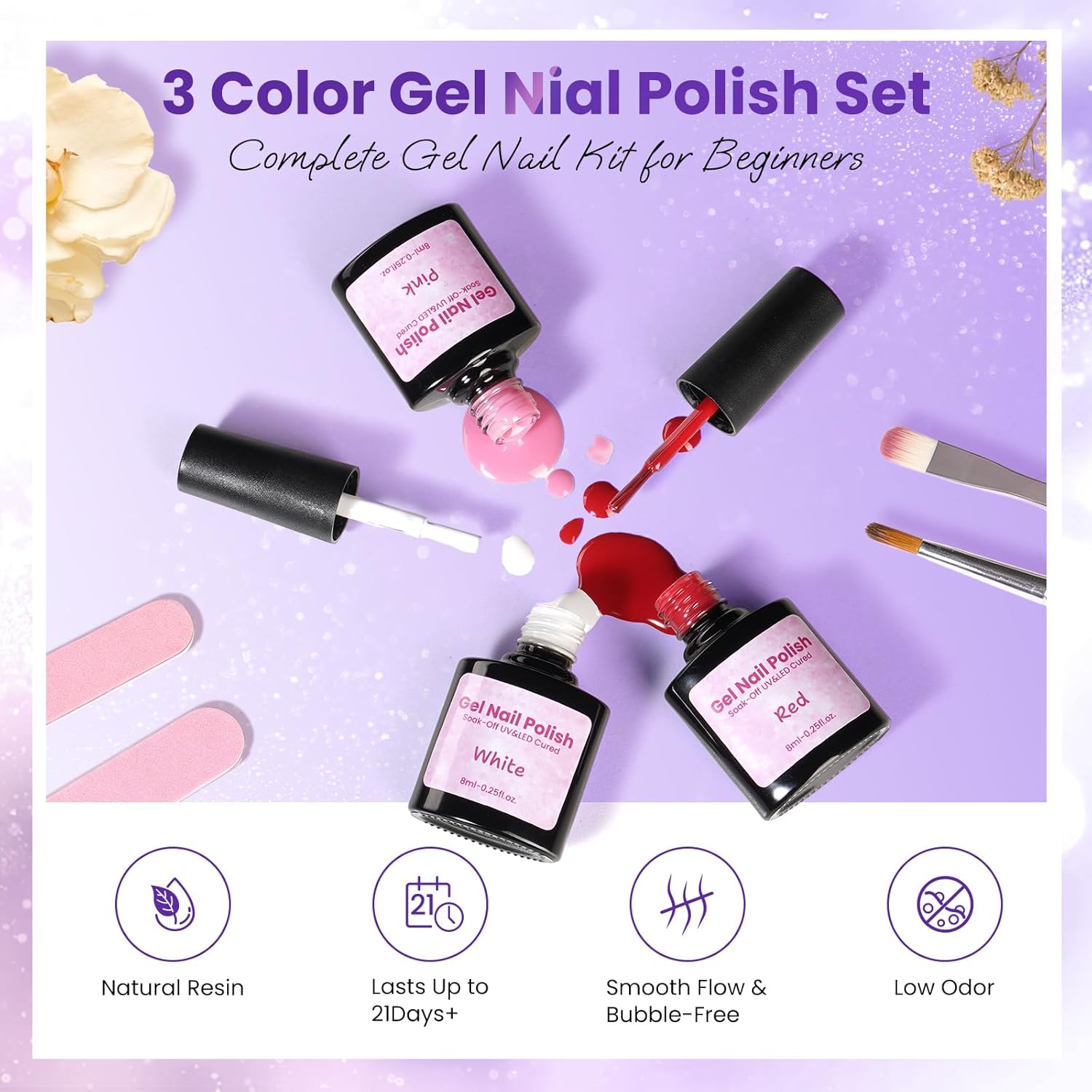 Nail Kit for Beginners with Everything: Professional Acrylic Powder Liquid Set with Drill U V Light Practice Finger in Cosmetic Bag for Women Salon Home (Double-Layer Purple)