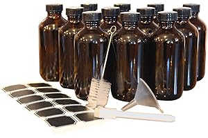 Nevlers 12 Pack 8 oz Amber Glass Bottles with Caps: Leakproof, Durable,...