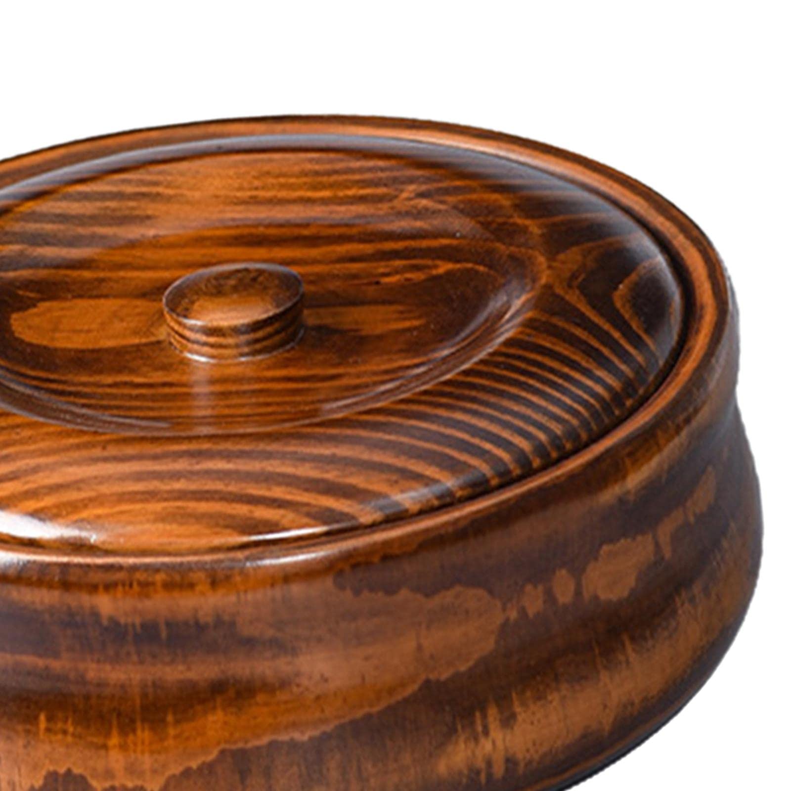 predolo Cuenco de Madera con Tapas para Sopa Cereal Keeper Ensaladera de Madera Maciza Cuenco para Servir, 23cmx7.5cm