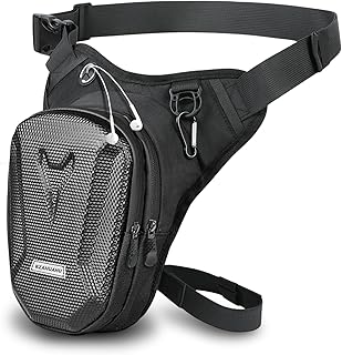 Flintronic Sacoche de Jambe Moto, Sac de Jambe Tactique, Leg Bag en Coque EVA, Multifontion Moto Poche Jambe, Imperméable, avec Sangle de Jambe Amovible, pour Cyclisme, Course, Randonnée