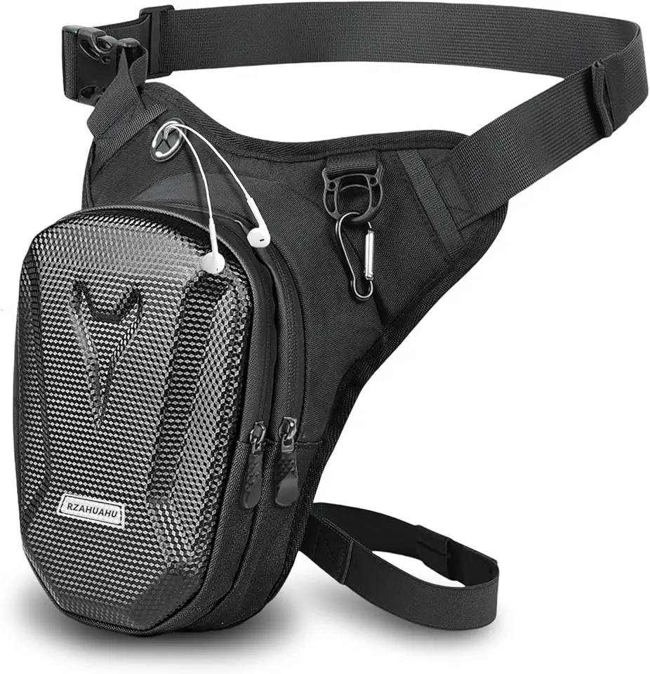 Bolsa de perna de motocicleta, bolsa de coxa, pochete multifuncional à prova d'água para ciclismo, viagens e acampamento, Preto, 14.5 x 8 x 20 cm, Moderno