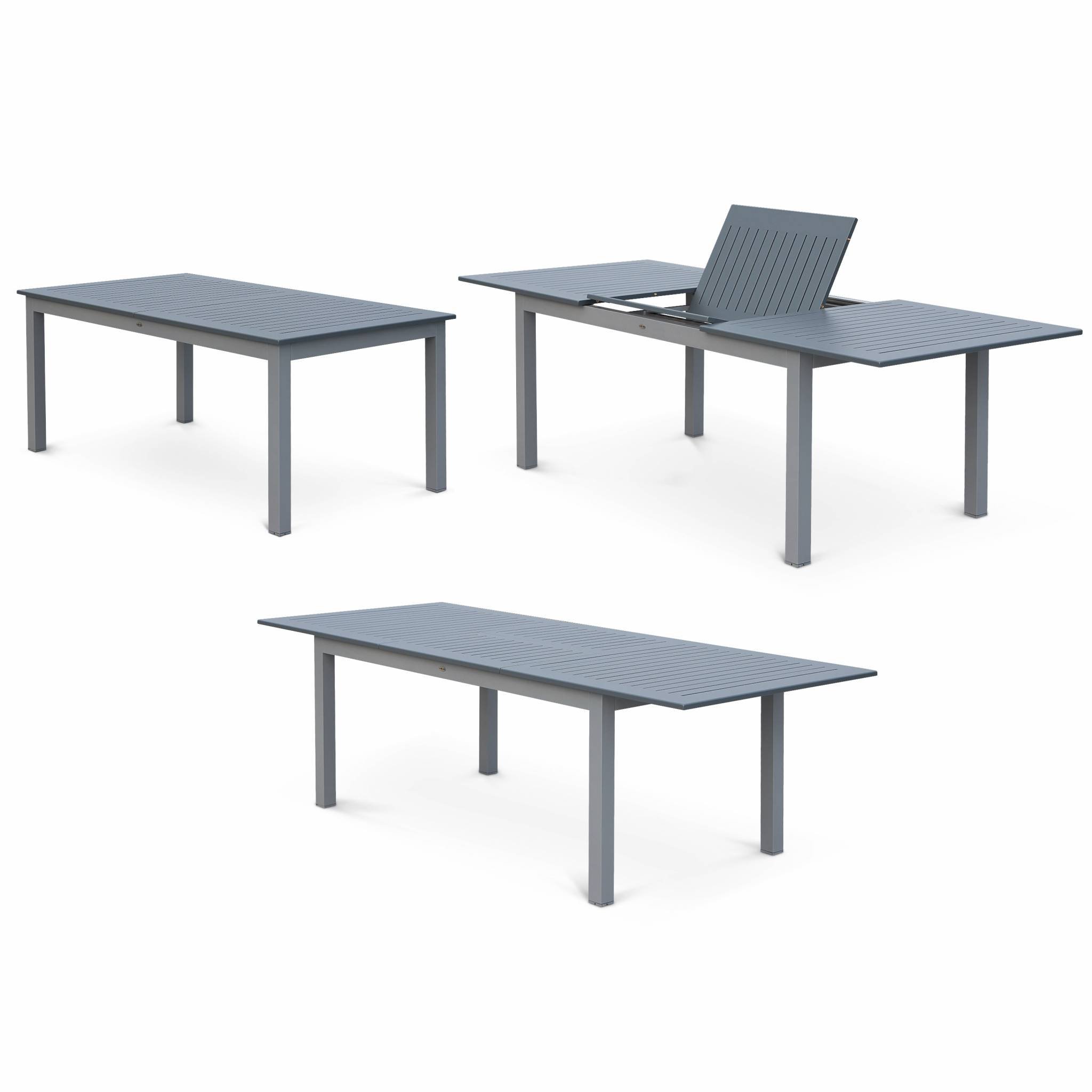 Alice's Garden - Table de Jardin Extensible Aluminium + 8 assises - Chicago Gris - Table en Aluminium 175/245cm avec rallonge et 8 assises en textilène
