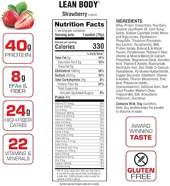 Labrada Lean Body Wild Strawberry Powder - Sachets by Labrada