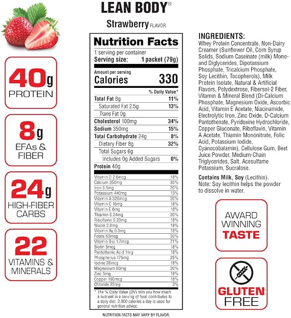 Labrada Lean Body Wild Strawberry Powder - Sachets by Labrada