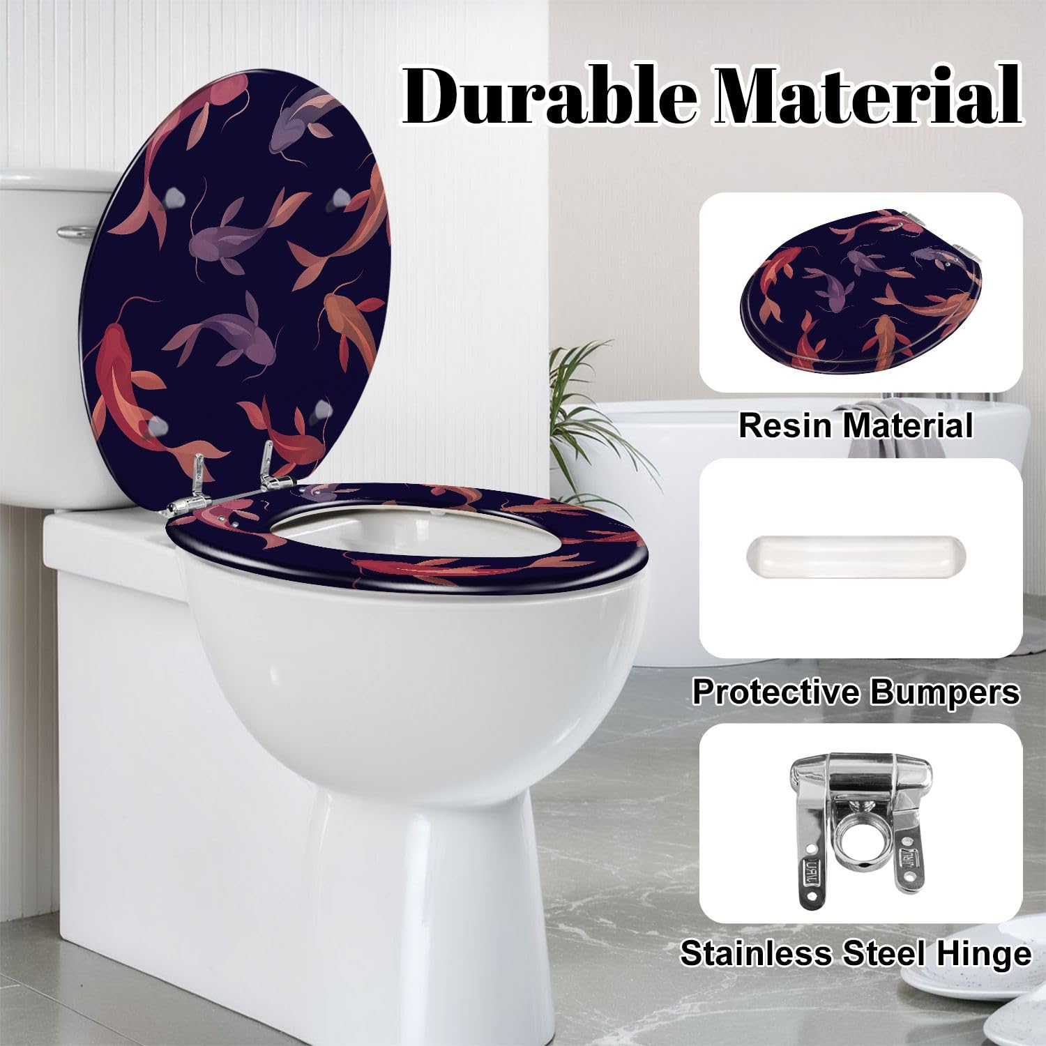 Asiento de inodoro de cierre suave sin marca para baño