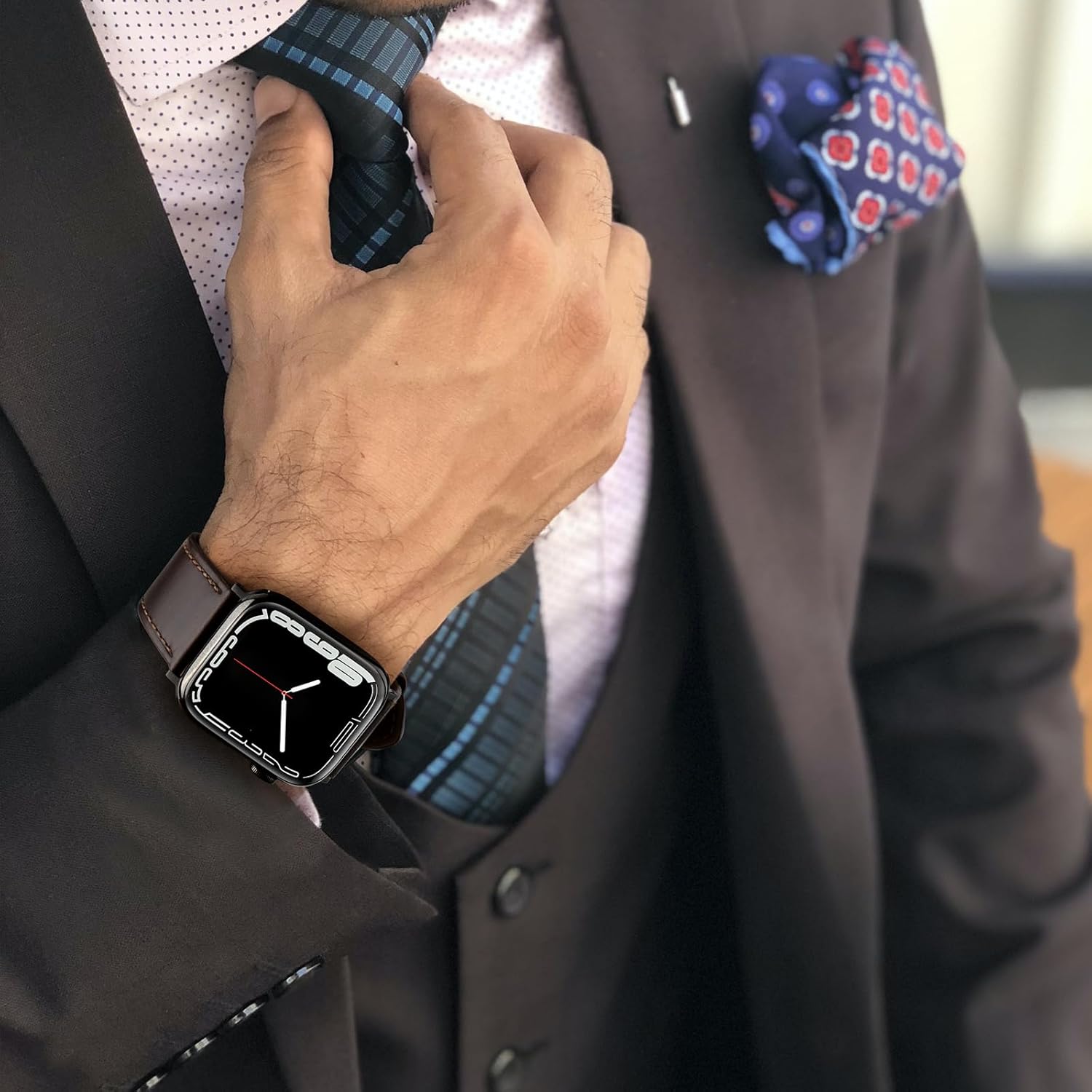 Leather Band Compatible with Apple Watch Bands 46mm 45mm 44mm 42mm (Series 1/2/3) Men Women, Vintage Genuine Leather Replacement Wristband for iWatch Series 10 9 8 7 6 5 4 3 2 1 SE Retro Walnut - Image 7