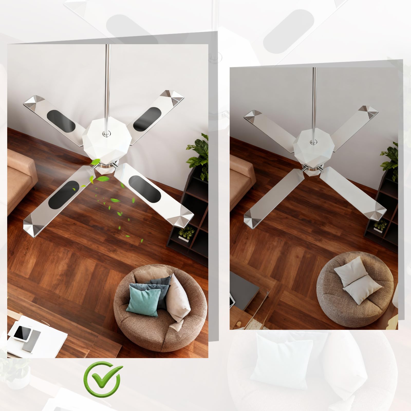 Amestar Paquete de 20 filtros de ventilador de techo para aspas, almohadillas purificadoras de aire para ventilador de techo negras, accesorios de filtro de ventilador de techo de carbón de coco