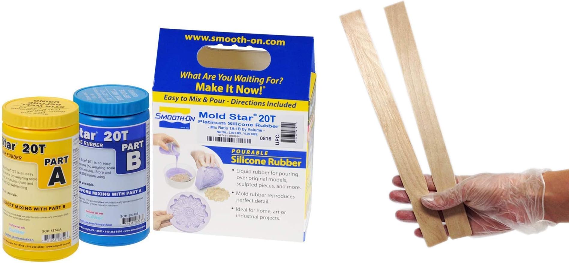 makesly DIY Molding and Casting Set Smooth-On Mold Star 20T Platinum Silicone Rubber for Soap and Candle Making with Mixing Supplies Kit