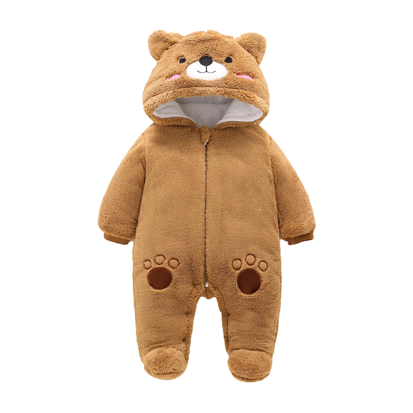 Baby Winter Schneeanzug Baby Strampler, Junge und Mädchen Einteiliger Anzug mit Kapuze, Kleinkind Oberbekleidung Schneeanzug Set Dick und Warm, 6-9 Monate