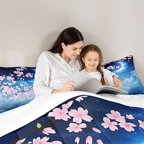 Miniatura 4 de Castle Fairy Juego de edredón de flores rosadas, tamaño matrimonial, con estrellas, luna, cielo nocturno, galaxia, para niñas, mujeres, decoración