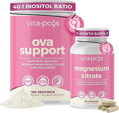 VITA-PCOS Paquete de suplementos para mujeres  Myo-inositol y D-Chiro Inositol en polvo (relación 401, 2000 mg Myo, 50 mg D-Chiro), 90 cápsulas, con