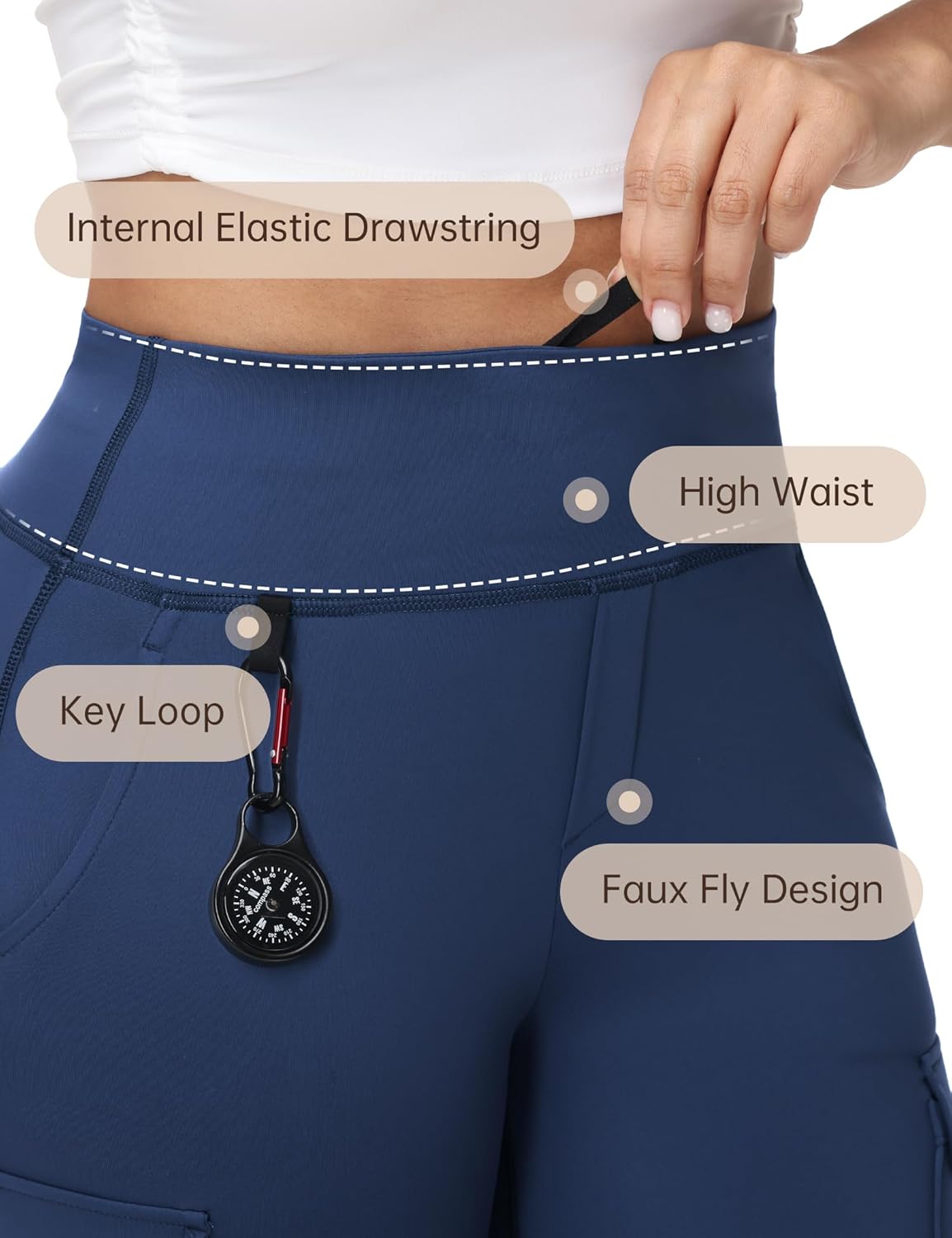 HOTSUIT Cargo-Yoga-Pants for Women 6 Pockets Stretch Work Trouser Adjustable High Waist Leggings Office Casual Travel 29'' - Image 4