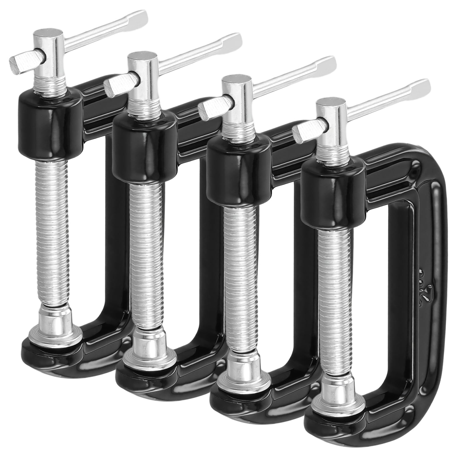 ZEONHAK 4 Pack 2 Inch Mini C Clamp, 50mm Small G Clamps with Adjustable Screw, Black for Welding and Woodworking