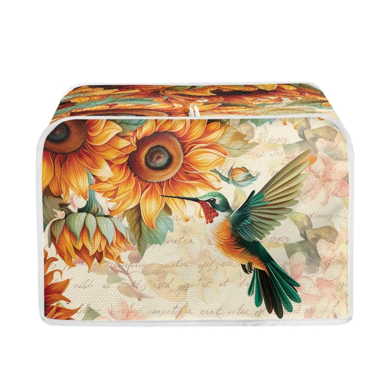 FOR U DESIGNS Hummingbird Sunflower Toaster Cover 4 Slice Dust-Proof Cover Anti-Sputtering Machine Kitchen Appliance Convenient for Life Fingerprint Protector