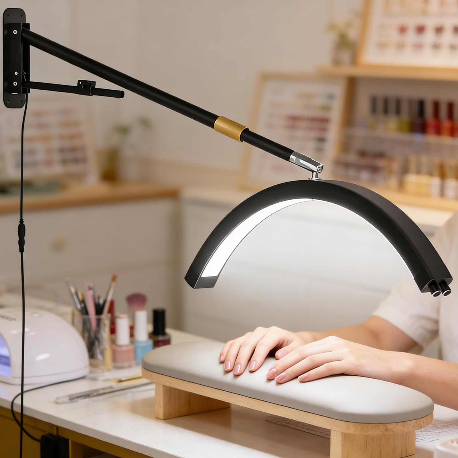 HXYSXHJUO Wall Mounted Half Moon Light - 23in Aluminum Adjustable Salon Lamp with 360° Rotating Head