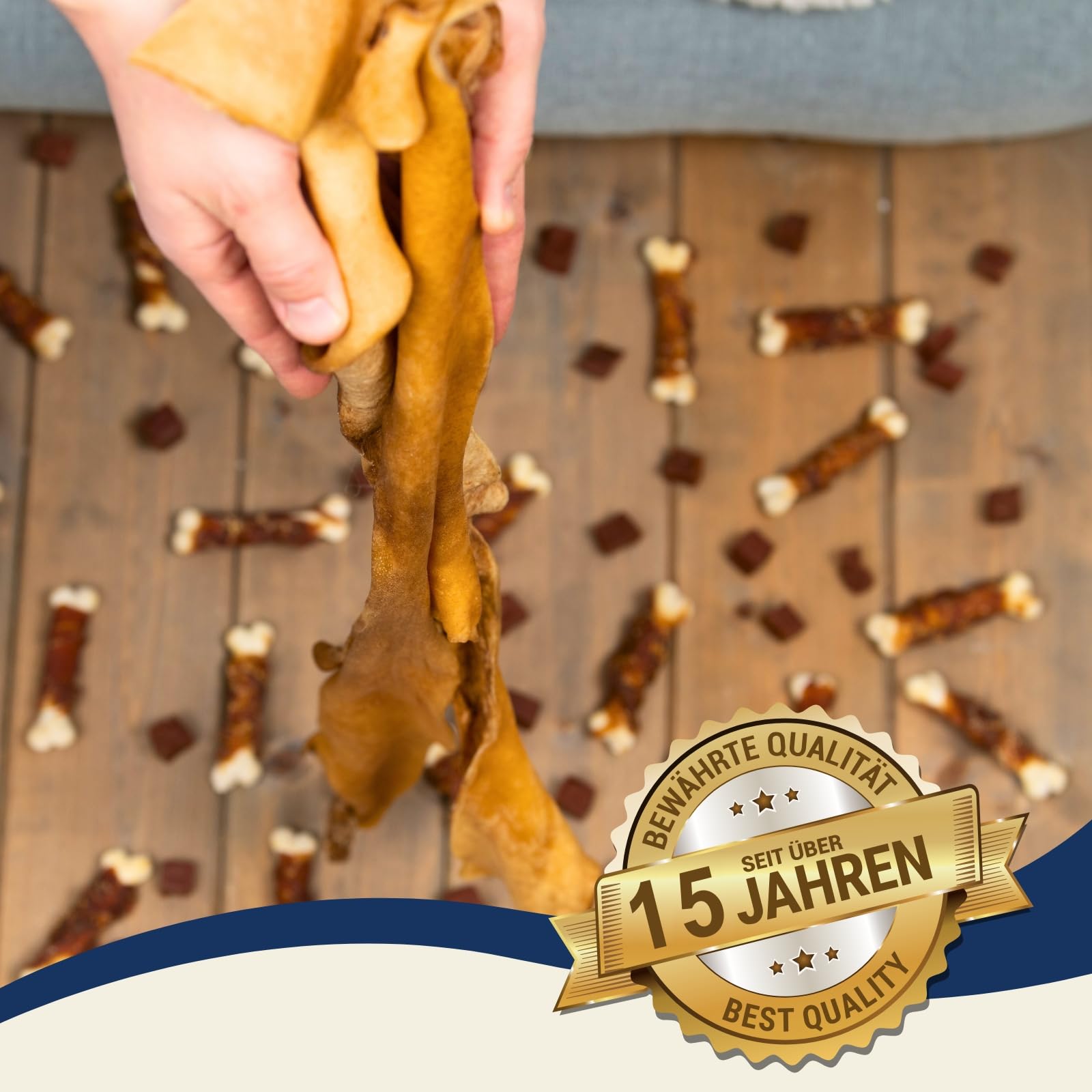Lyra Pet® 5 x 10 STK. Rinderkopfhautstangen ca. 50 cm Kauartikel für Hunde | Naturbelassener Kauartikel vom Rind - Proteinreiches Leckerli - Extra lange, harte Konsistenz - Fettarm & leicht verdaulich