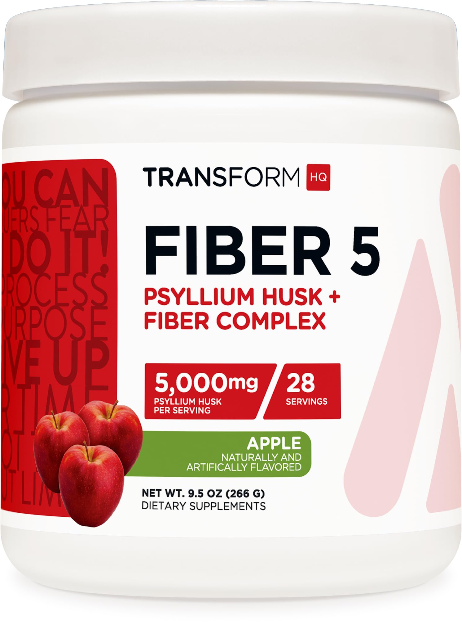 TransformHQFiber 5 Psyllium Husk Complex Powder (Apple Flavor) (28 Servings) - 5,000mg Psyllium Husk per Serving - Digestive Health, Natural Supplement, Soluble Plant Fiber Blend