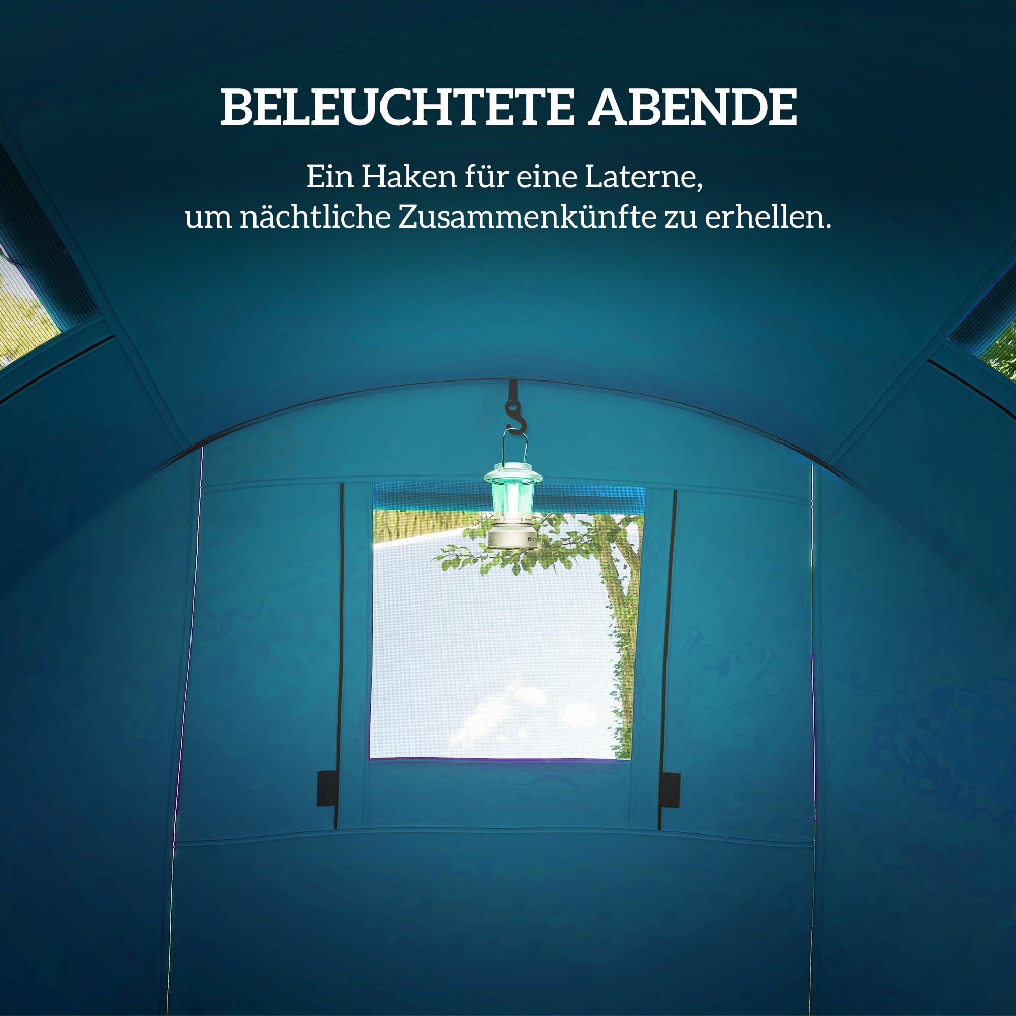 Outsunny Campingzelt für 3-4 Personen stabil wasserdicht Familienzelt mit Schlafzimmer Wohnzimmer, Kuppelzelt mit 3000mm Wassersäule Tunnelzelt Zelt für Camping Reise