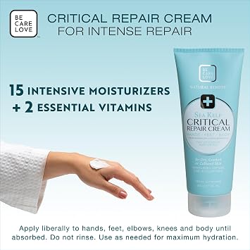 BCL Spa Critical Repair Cream with Organic Arnica Flower + Sea Kelp, intensely hydrating Argan Oil + Shea Butter to soothe + soften skin. 7 Fl Oz