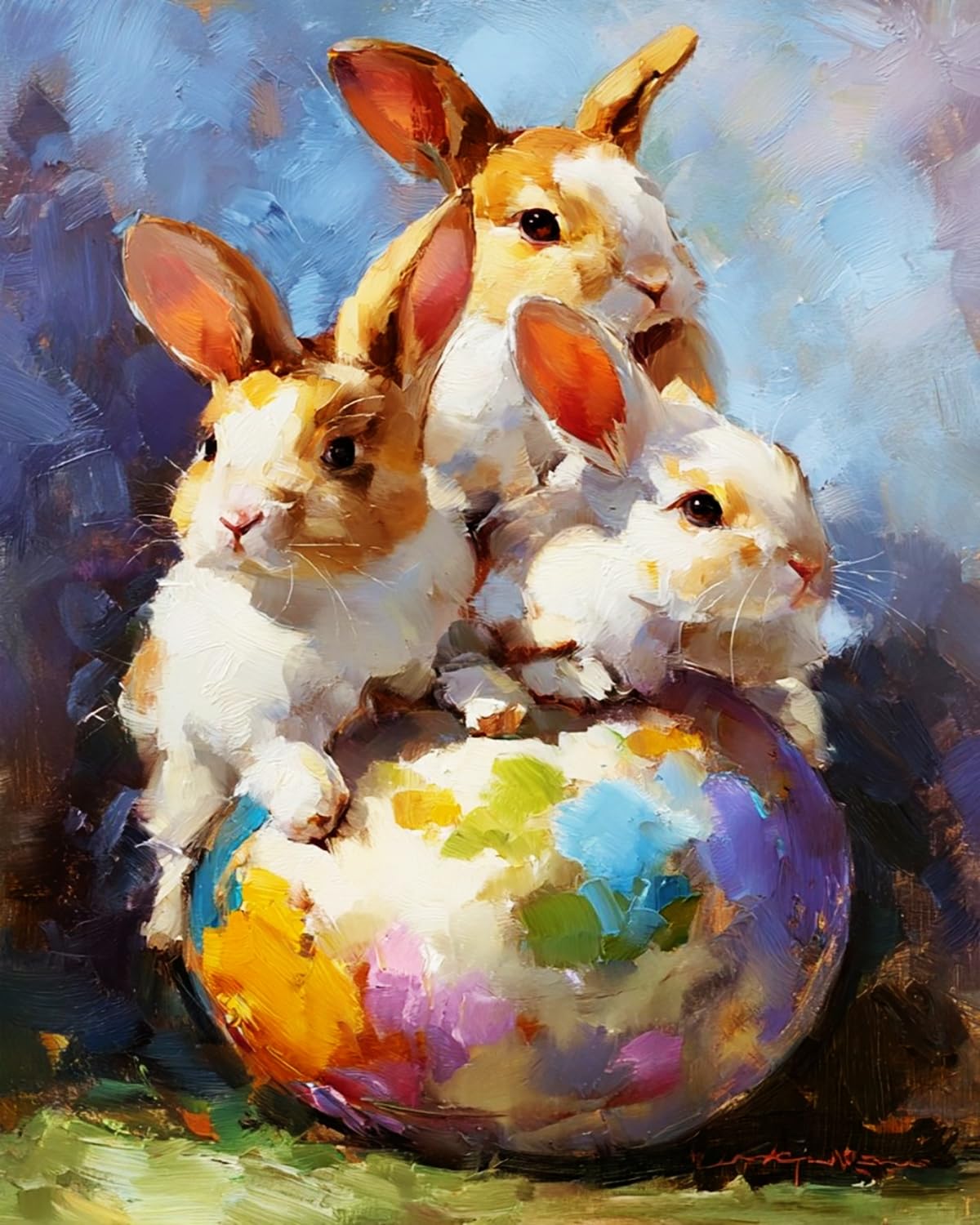 Liubaishi Multicolour Paint By Numbers For Adults, Easter Egg Rabbit Nest, 16X20 Inch Canvas, Acrylic Painting Kit