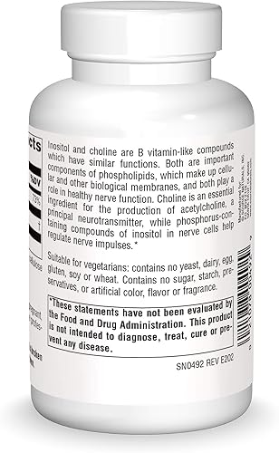 Miniatura 2 de Source Naturals Inositol & Colina 800 mg Apoya la Función Nerviosa Saludable - 100 Tabletas
