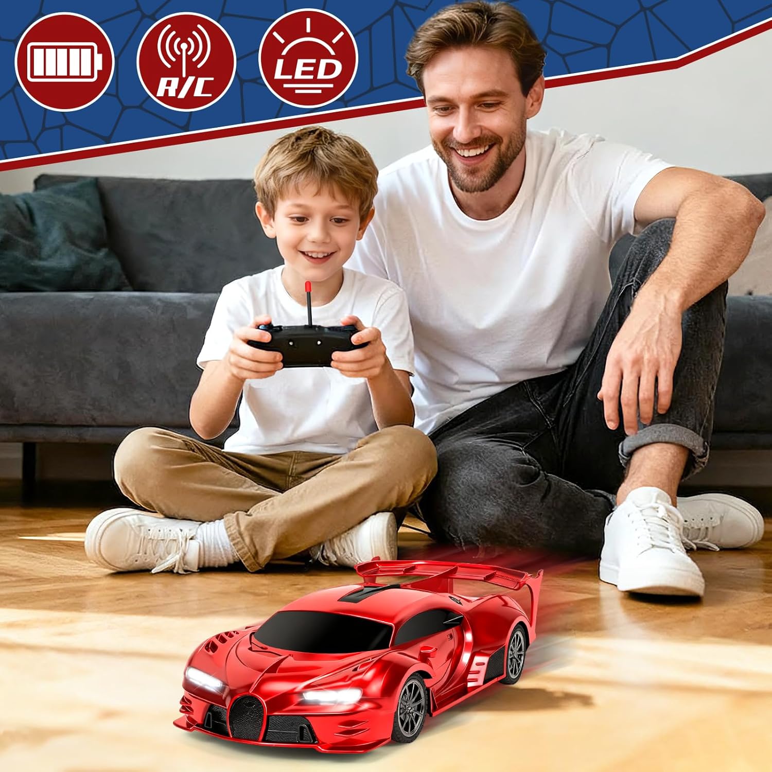 Remote Control Car for Kids, 1/18 fast RC Cars for Boys Girls, 2.4Ghz Red Remote Control Cars with Headlight& Rotating Drifting & High Speed RC Car toys for Kids 3 4 5 6 7 8-12 Christmas Party Gifts