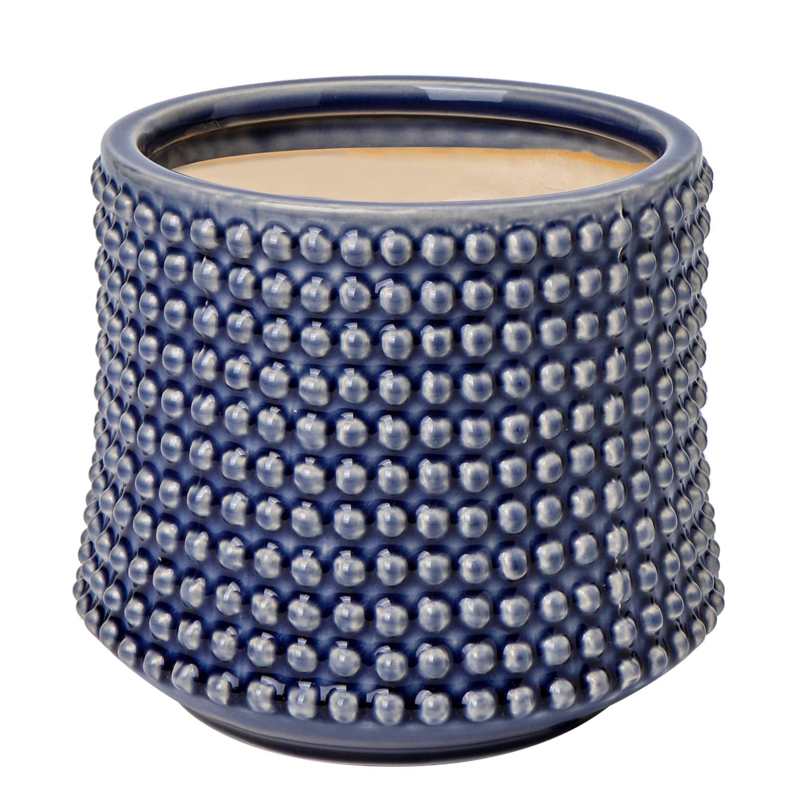 Vaso In Ceramica Oairse Stile Vintage Polka Dot – Diametro 11,5 Cm Con Foro Di Scarico, Bianco