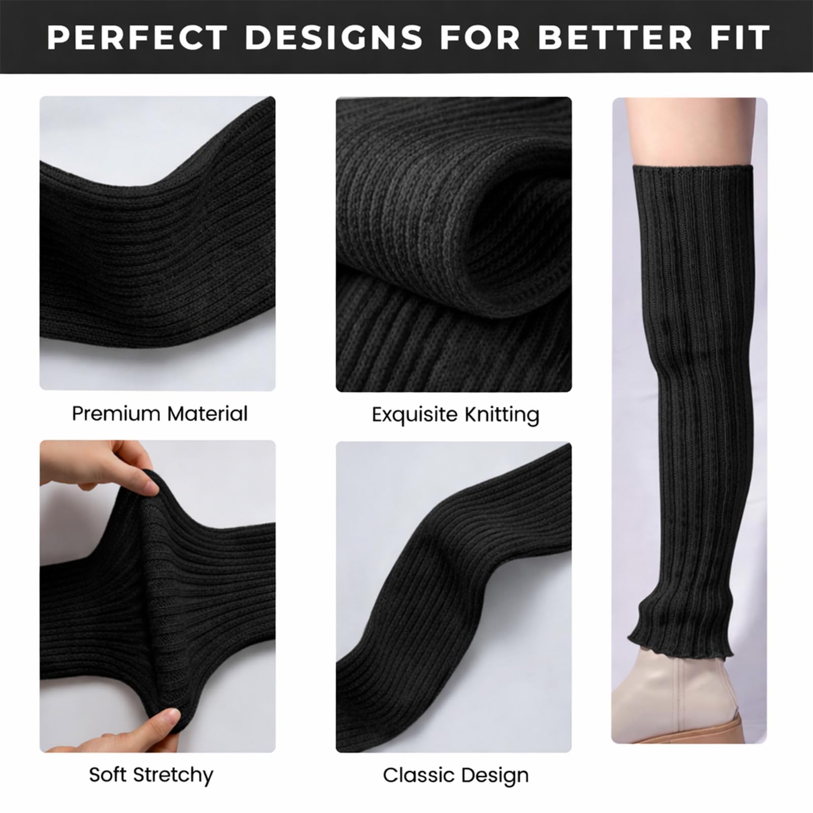 PANCA Winter Socks for Women | Woolen Fleece Leg Warmers Calf Length | Korean Outfit Stockings for Skirt Wear, Girls & Kids | Soft Foot Warmers for Cold Weather (White)
