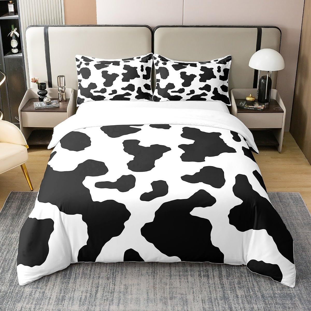 Housse de couette 220x240 motifs de taches impressions 3D avec taies 65x65