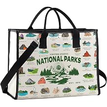 POFULL National Parks Checklist Gift Traveler Shoulder Bag National Park Hiking Gift US National Parks Tote Bag