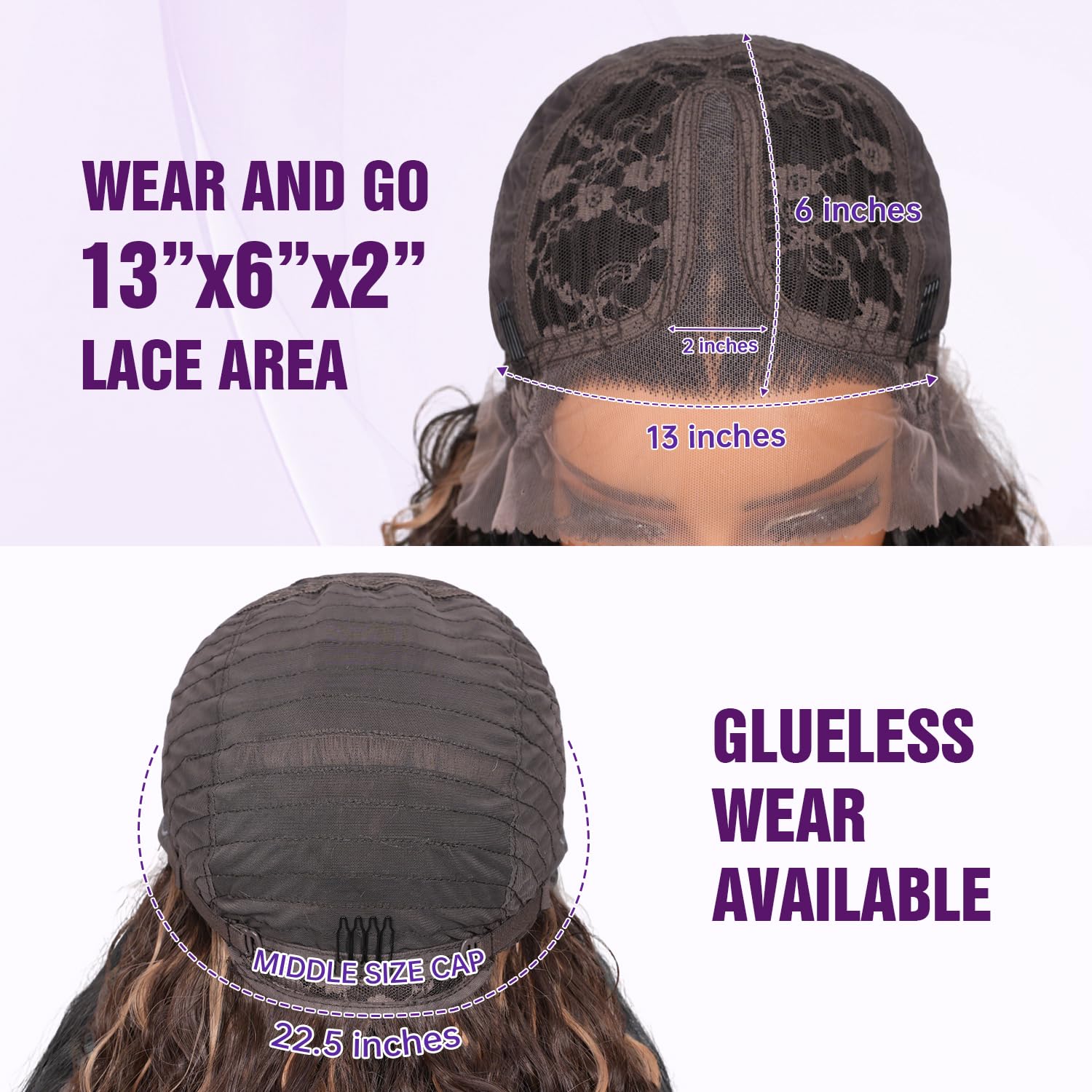 13x4 Glueless Wigs HD Transparent Lace,Wear and Go Synthetic Wig 200% Density Body Wave with Baby Hair,Pre-Plucked Frontal Wigs for Women (Ombre Brown to Blonde, 32 inch, Body Wave)