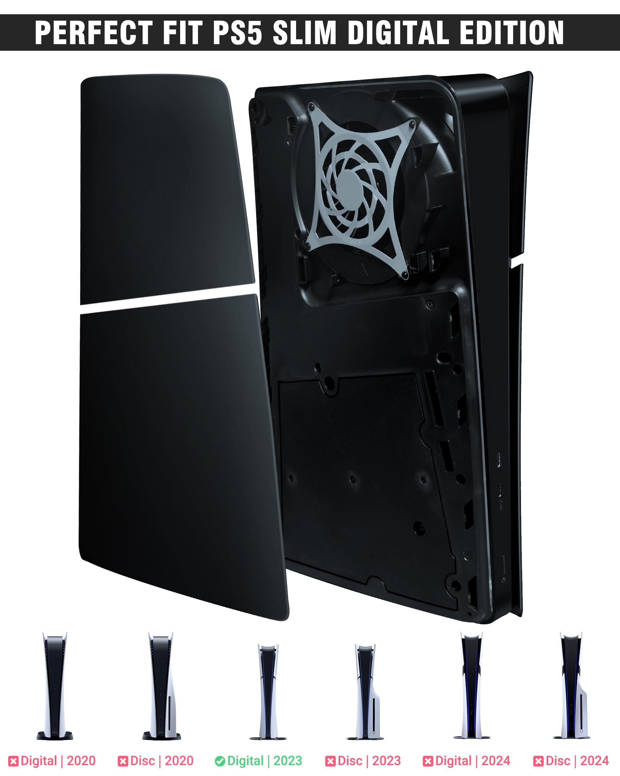 Joso Płyta czołowa do PS5 Slim Digital Edition, odporna na zarysowania obudowa pyłoszczelna, osłona pasuje do konsoli PS5 Slim, płyty do akcesoriów PS5 Slim, łatwa instalacja