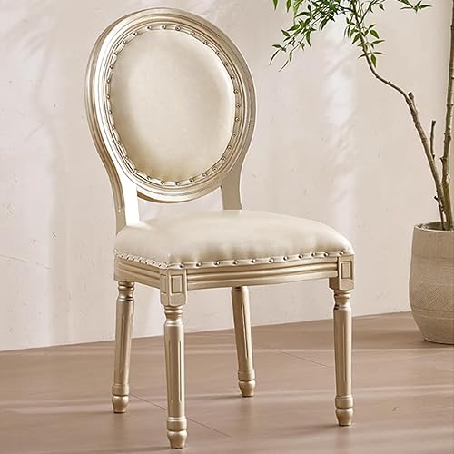 Miniatura 2 de Juego de 4 sillas de comedor de campo francés, sillas de comedor tapizadas de granja, silla de cocina con respaldo redondo y patas de madera, silla