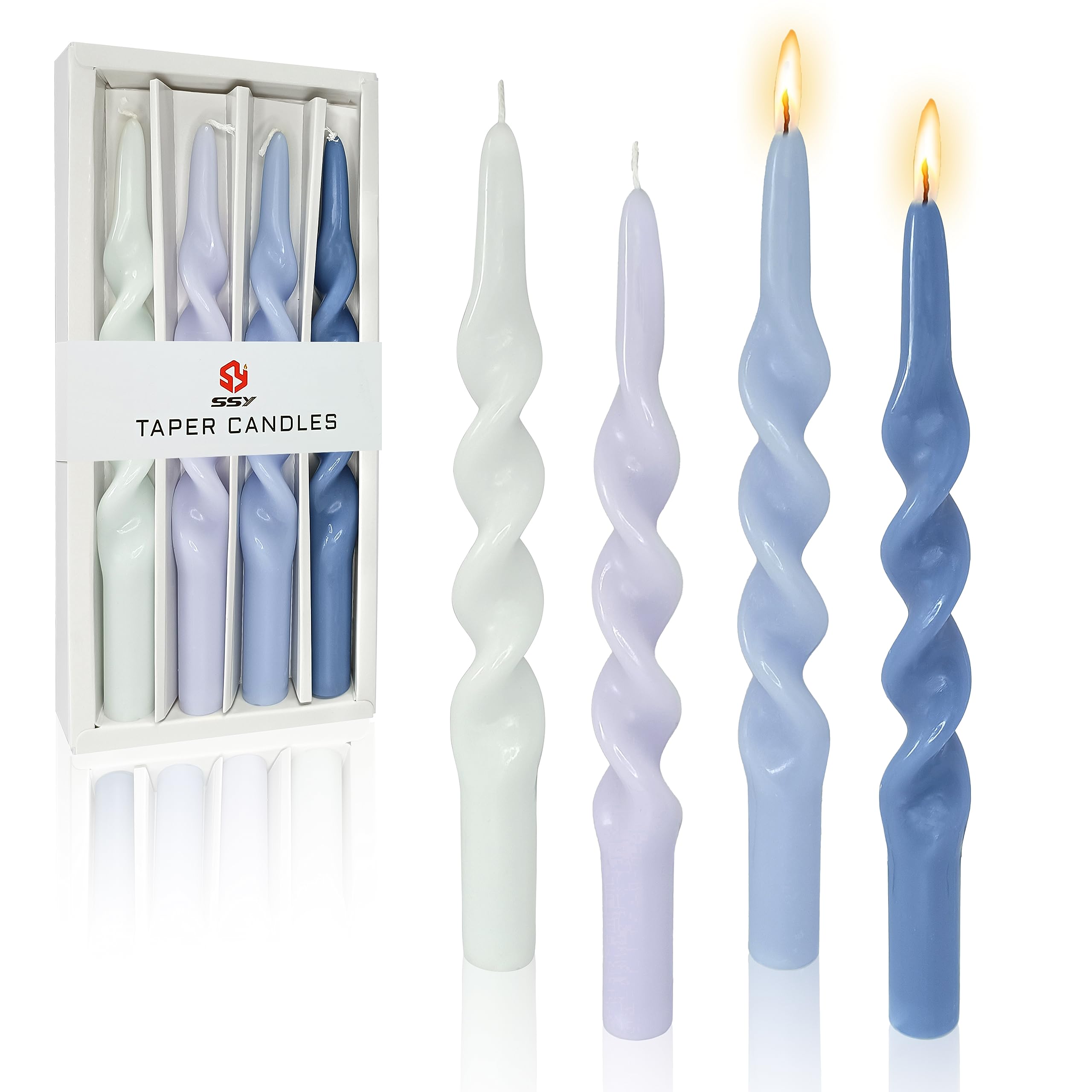 FCMSHAMD Handmade Spiral Taper Candles - Unscented Long Candles Colored Wax Twisted Candle - 10 Inch Candle Sticks for Wedding Dinner Party Decoration