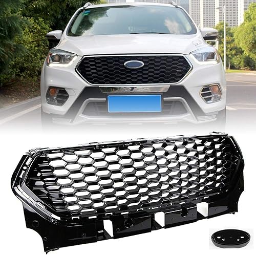 Miniatura 8 de Dreamseek Rejilla de parachoques delantero para Ford Escape S SE SEL EcoBoost Titanium Honeycomb Mesh Sport Grill Negro Brillante Estilo ST-Line