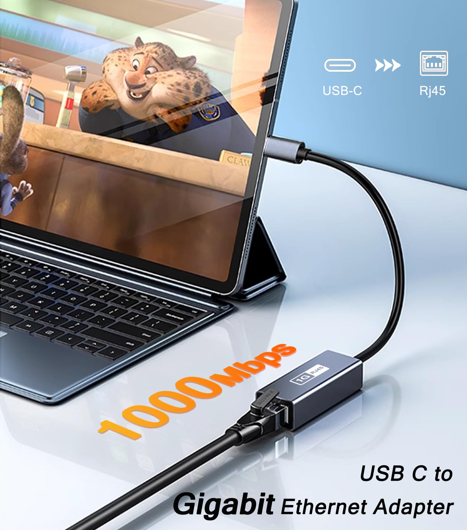 USB C to Ethernet Adapter, 1Gbps Gigabit Ethernet RJ45 to USB-C LAN Network Adapter Compatible for Nitendo Switch, Laptop, Tablet, Smartphone to Connect Gigabit LAN Network (10/100/1000Mbps)