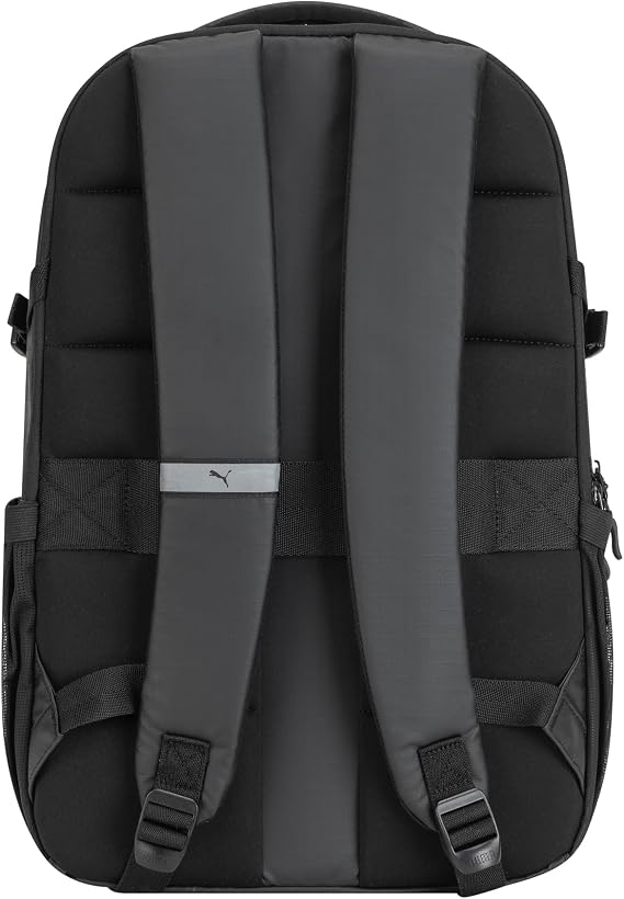 PUMA Coated Range Backpack with Padded Back & Adjustable Straps, Luggage Strap & Laptop Sleeve, Black, One Size