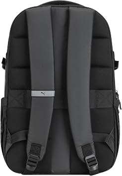 PUMA Coated Range Backpack with Padded Back & Adjustable Straps, Luggage Strap & Laptop Sleeve, Black, One Size