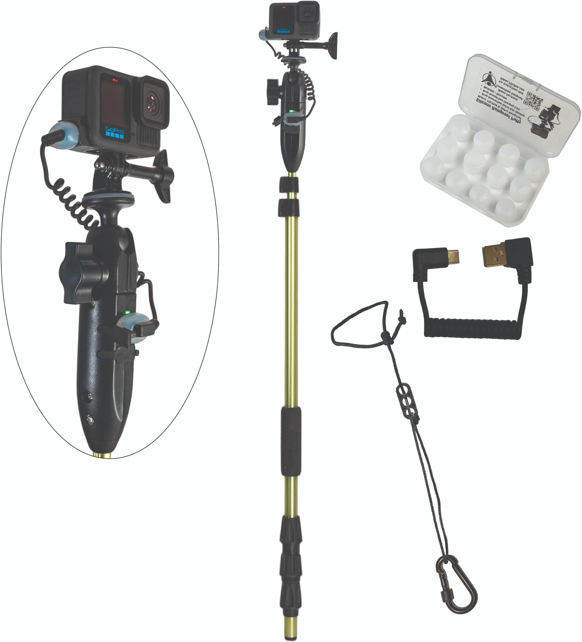 PowerStick 53" SuperBundle GoPro Boat Mount & Constant Power. 5 Go Pro Camera Bass Boat Accessories. GoPro Mount for Go Pro Hero 11 & All Action Camera. Fishing Camera Power Pole Veteran Owned