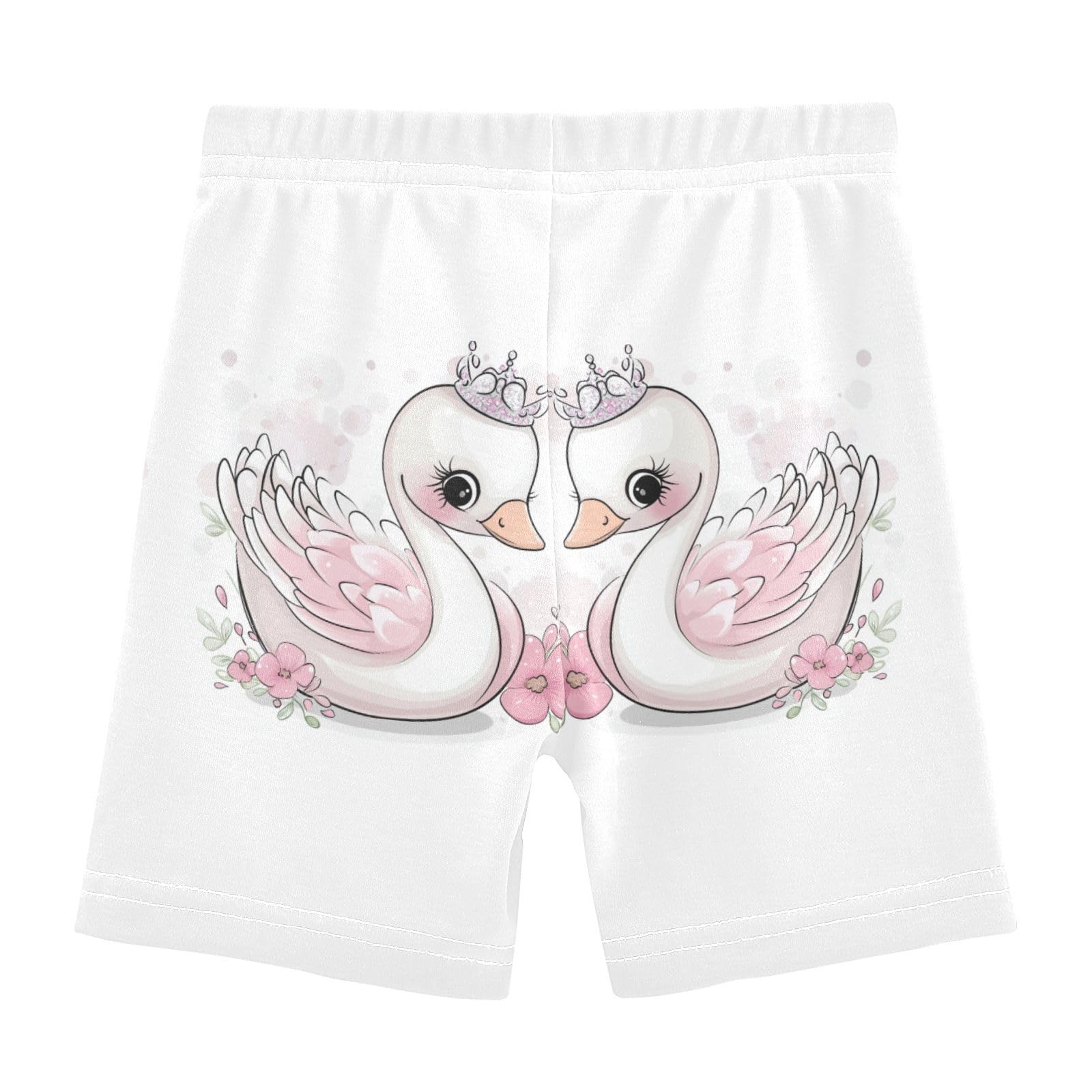 Pink Swan Blossom Girls Bike Shorts Toddler Soft Cotton Cartwheel Under Dress Dance Shorts