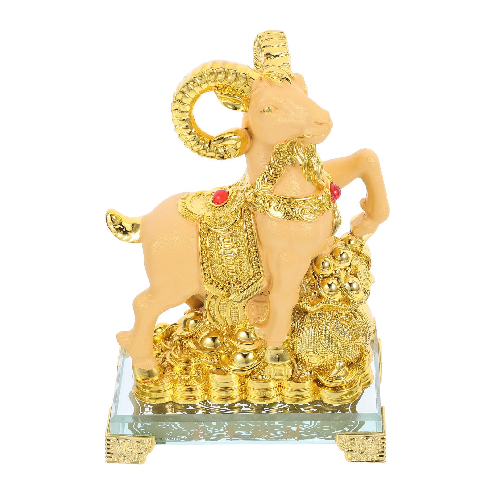 GALPADA Widderfigur mit Barren aus Glas und Kunstharz für Schreibtisch