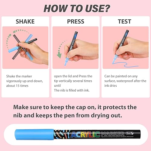 Miniatura 3 de 36 bolígrafos de pintura acrílica, punta fina de 0.039 pulgadas, controlados con válvula, impermeables y ecológicos, diseño de cola de molino de